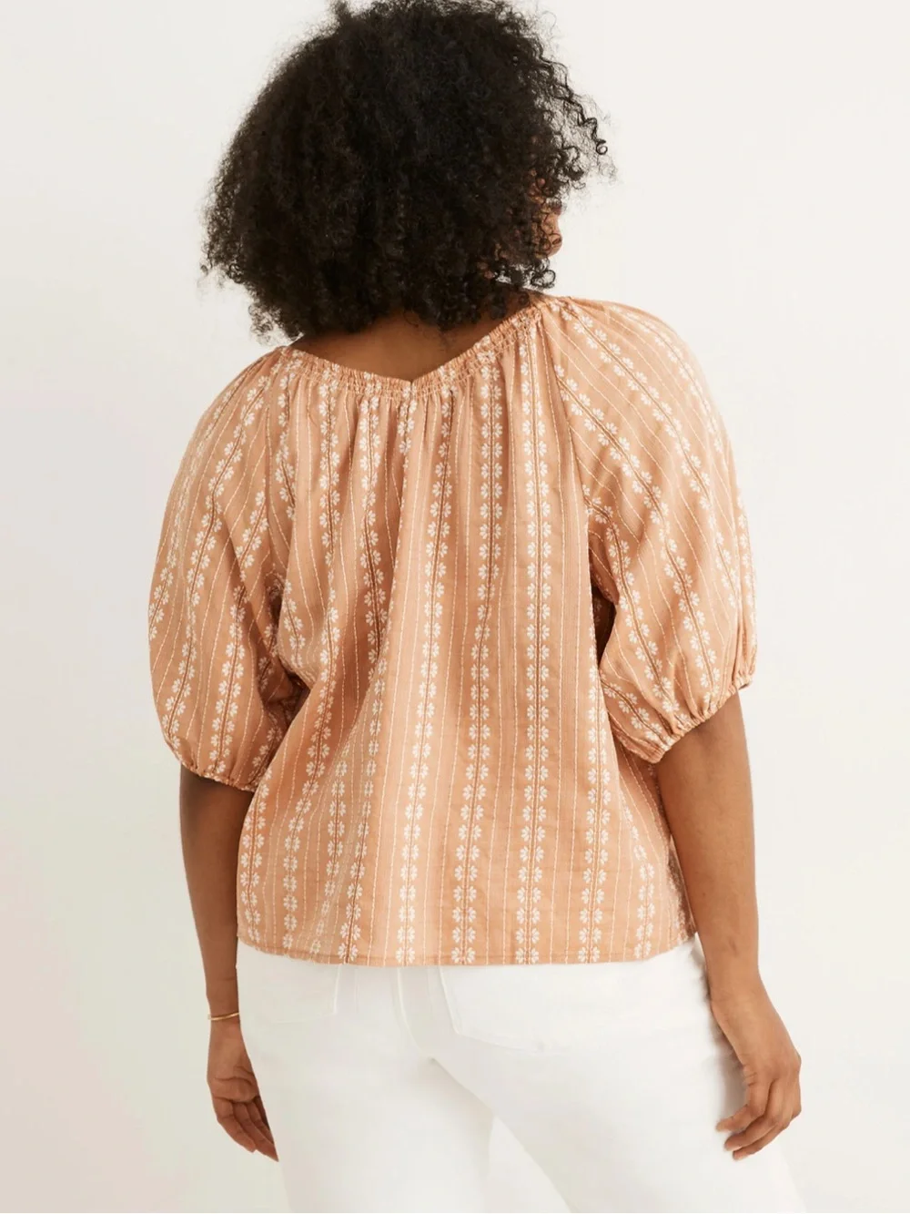 NWT Madewell Puff Sleeve Swing Top in Floral Striped Jacquard!